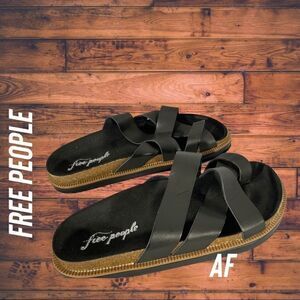 FREE PEOPLE VENTURA FOOTBED SANDAL BLACK NEW Size 38